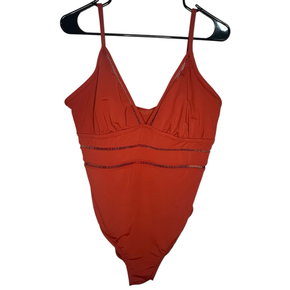 Kona Sol Terracotta Cutout One Piece Swimsuit With Adjustable Straps